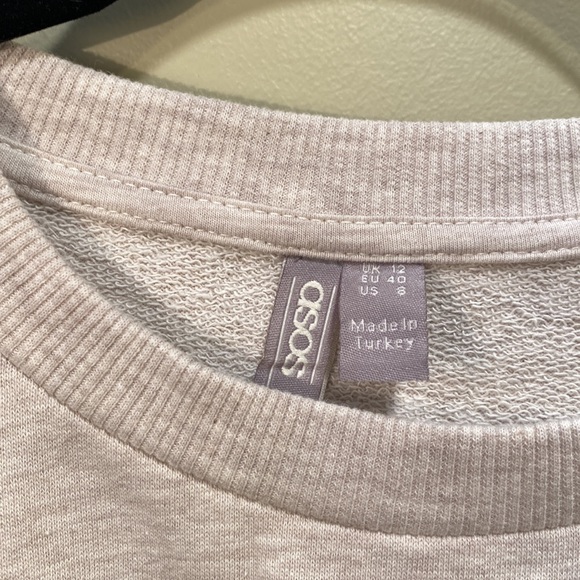 ASOS Size 8 Batwing Sweatshirt with Buttons in Oatmeal Marl - Picture 4 of 7